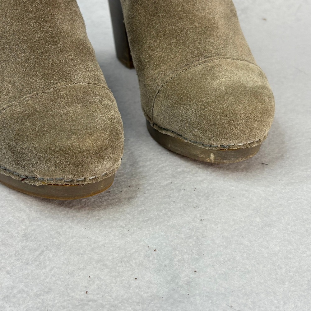 Jeffrey Campbell Womens Sz 8 Taupe Suede Clog Buckle Accent Heeled Mules Shoes - Picture 5 of 8